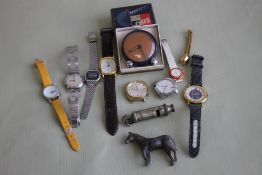 A BOXED VINTAGE ORIS ALARM CLOCK and a quantity of wrist watches