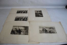 AFTER GEORGE HEMING MASON, AN ETCHING OF BLACKBERRY GATHERERS together with another by Colin