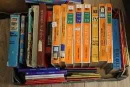 NINE STAMP ALBUMS together with a quantity of stamp collectors' books, Stanley Gibbon etc.