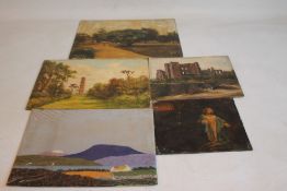 WILLIS PRYCE A SMALL OIL ON BOARD OF RUIN, together with H.Butler oil on board 