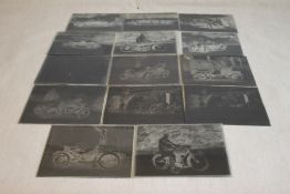 BARNET' EXTRA RAPID PLATES, fifteen glass negative plates featuring vintage cars, bicycles and a