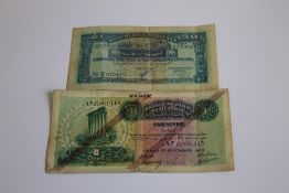 A SYRIA AND LEBANON 1 LIVRE NOTE DATED 1ST SEPTEMBER 1939, and a Syria 50 Piastres dated 1st