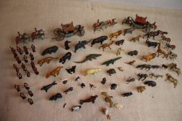 A COLLECTION OF LEAD ANIMALS, mainly zoo animals to include Britain's, John Hill & Co., Charbens