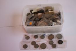 A TUB OF BRITISH AND WORLD COINS