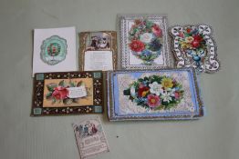 A SMALL GROUP OF 19TH CENTURY GREETINGS CARDS to include perfumed types, multi fold etc.
