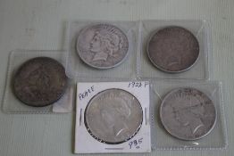 US SILVER DOLLARS 1922 X 4 AND A 1935