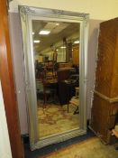 A CONTEMPORARY SILVER FRAMED LARGE WALL MIRROR 200 X 100 CM