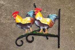 ***TWO COCKEREL BASKET HANGERS