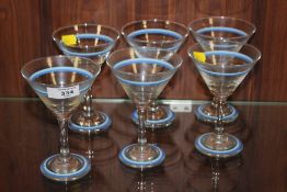 A SET OF SIX ART DECO MARTINI GLASSES