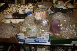 THREE TRAYS OF ASSORTED GLASSWARE TO INCLUDE CUT GLASS DRINKING GLASSES