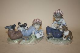 TWO LLADRO FIGURES - STUDY BUDDIES 5451 AND I HOPE SHE DOES 5450