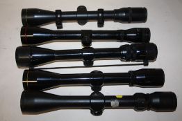 FIVE AIR RIFLE SCOPES TO INCLUDE NIKKO STIRLING AND TASCO EXAMPLES