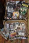 FOUR TRAYS OF MARVEL, BATMAN, STAR TREK AND OTHER CLASSIC DIE-CAST MODELS AND FIGURINES WITH