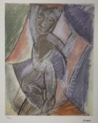 A FRAMED AND GLAZED LIMITED EDITION PICASSO ABSTRACT FIGURE STUDY PRINT 150/200 WITH BLIND STAMP