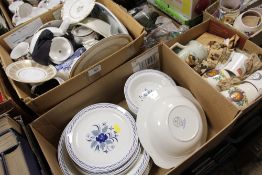 THREE BOX OF ASSORTED CHINA TO INCLUDE ROYAL CROWN DERBY, ADAMS, ROYAL WORCESTER ETC.