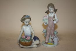 TWO LLADRO FIGURES OF GIRLS WITH FLOWERS NUMBERED 5217 AND 8574
