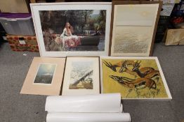 THREE SIGNED LITHOGRAPHS TOGETHER WITH TWO PRINTS AND FIVE UNFRAMED INTERCITY RAILWAY ADVERTISING