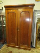 A 19TH CENTURY PITCH PINE TWO DOOR WARDROBE H-210 W-140 CM