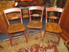THREE TRADITIONAL ELM KITCHEN CHAIRS