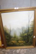 THREE ASSORTED OIL PAINTINGS TO INCLUDE AN OIL ON BOARD OF A COUNTRY LANDSCAPE SIGNED SWAIN,