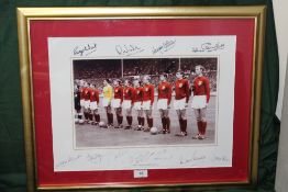 A FOOTBALL INTEREST FRAMED AND GLAZED ENGLAND WORLD CUP 1966 PICTURE