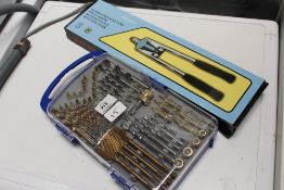***A 55PC DRILL SET AND POP RIVETER