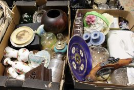 TWO TRAYS OF ASSORTED CERAMICS ETC. TO INCLUDE ROYAL ALBERT, WEDGWOOD AND COALPORT