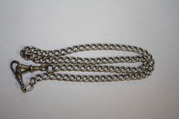 A HALLMARKED SILVER POCKET WATCH CHAIN, 47.4 G