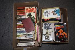 TWO BOXES OF VINTAGE WAR RELATED BOOKS TO INCLUDE PANTHER EXAMPLES