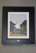 DAVID BARNES (XX-XXI). Welsh school, mountainous landscape with cottage, 'Nantmor', signed verso,