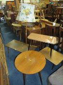 FOUR ASSORTED VINTAGE OCCASIONAL TABLES AND A STANDARD LAMP ETC (7)