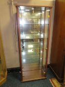 A MODERN GLAZED DISPLAY CABINET WITH SHELVES H-170 W-67 CM