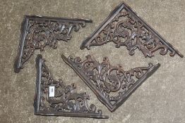 ***FOUR RUST EFFECT CAST WALL BRACKETS
