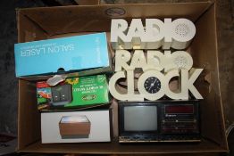 A BOX OF RADIOS ETC.