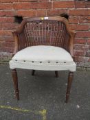 AN ANTIQUE MAHOGANY ARMCHAIR A/F