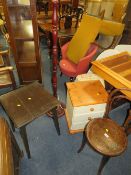 A MODERN BEDSIDE CHEST, STANDARD LAMP, OAK OCCASIONAL TABLE AND BENTWOOD CHAIR (4)