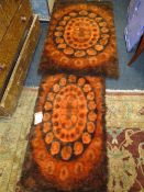 TWO RETRO 1970'S SYNTHETIC RUGS, LARGEST BY LISTER QUALITY RUGS 150 X 91 CM (2)