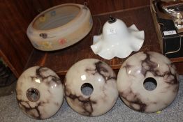 A COLLECTION OF VINTAGE AND RETRO GLASS LIGHT SHADES (5)