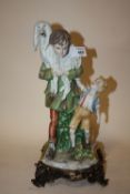 A LARGE CAPODIMONTE LUIGI GIORGIO BENACCHIO FIGURE OF FATHER & SON WITH DOG - TRIADE ON ORMOLU BASE,