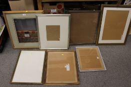A COLLECTION OF ASSORTED PICTURE FRAMES AND PICTURE GLASS ETC