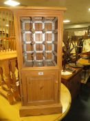 A SMALL SOLID PINE WINE RACK CABINET H-89 W-39 CM
