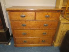 A 19TH CENTURY PINE FIVE DRAWER CHEST OF DRAWERS H-104 W-113 CM S/D