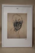 A FRAMED AND GLAZED LIMITED EDITION PICASSO ABSTRACT PORTRAIT STUDY PRINT 57/200 WITH BLIND STAMP