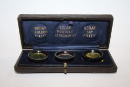 A CASED SET OF THREE VINTAGE KODAK CAMERA LENSES