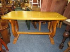 A PINE KITCHEN TRESTLE TABLE H-74 W-136 CM