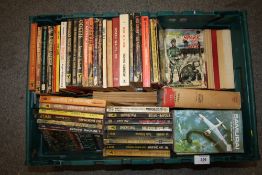 A COLLECTION OF VINTAGE BOOKS TO INCLUDE PAN BOOKS, WWII INTEREST, ETC. (PLASTIC TRAYS NOT