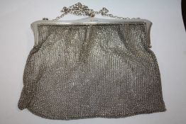 A LARGE HALLMARKED SILVER MESH PURSE