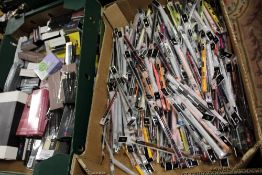 THREE TRAYS OF MIXED NEW MAKE-UP , BRUSHES, HAIR REMOVER ETC