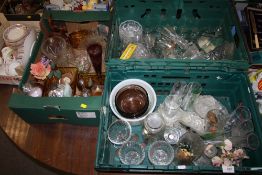 THREE TRAYS OF ASSORTED GLASSWARE (PLASTIC TRAYS NOT INCLUDED)