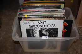 A BOX OF LP RECORDS ETC TO INCLUDE PINK FLOYD, ELO, QUEEN ETC.